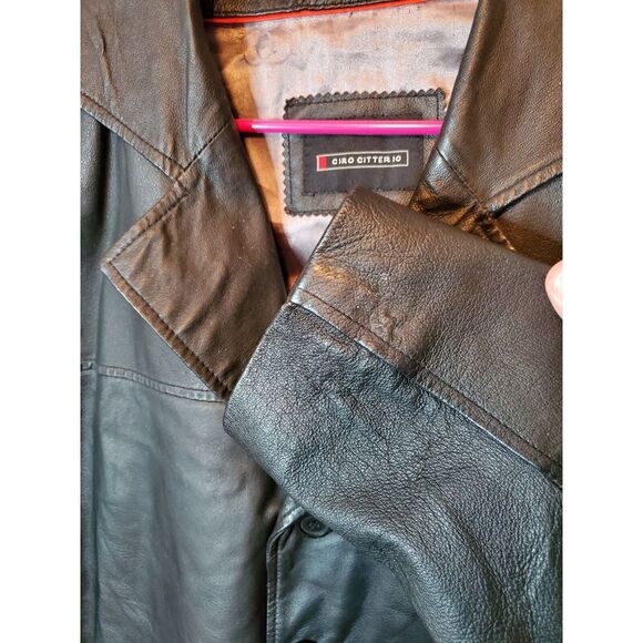 Ciro‎ Citterio Leather Jacket Size Medium Missing Button On Sleeve - Picture 4 of 10